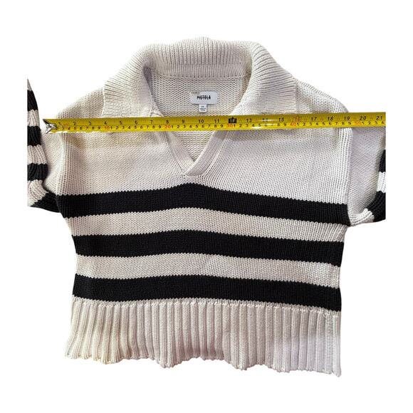 Pistola Arlo Polo Cropped Chunky Knit Sweater Size XS Striped Boxy Comfy Preppy - Picture 12 of 14